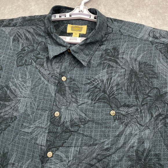 The Foundry Floral Button Shirt Mens 2XL XXL Gray/Charcoal Rayon Hawaiian Camp - Picture 1 of 8
